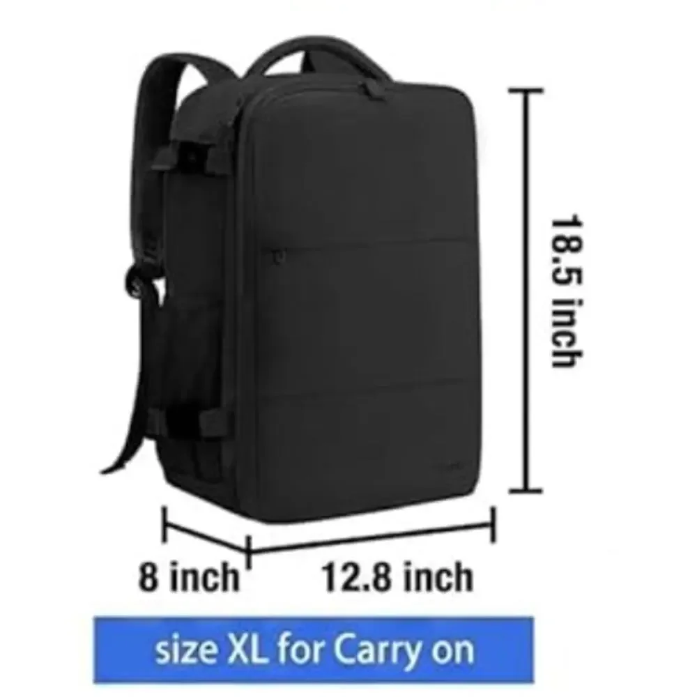 Travel Backpack, Carry On Backpack with Shoe Pouch, Weekender Daypack- Black